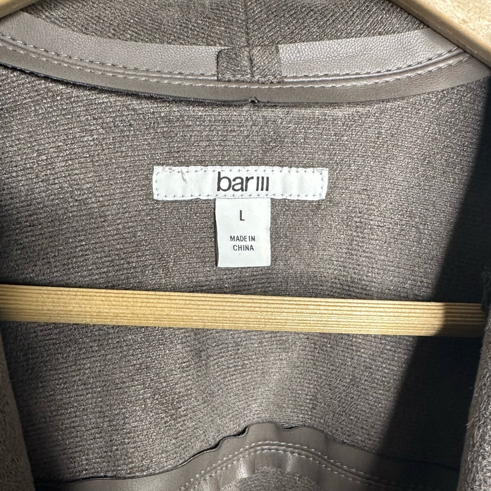 Bar III | Taupe Faux Leather Draped Moto Jacket | Zipper | Size L - Picture 5 of 7